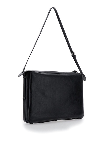 'Simply Fendi Large' Black Shoulder Bag with FF Detail in Leather Woman