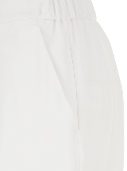White Pants with Rear Elastic Waist and Wide Leg in Tech Fabric Woman