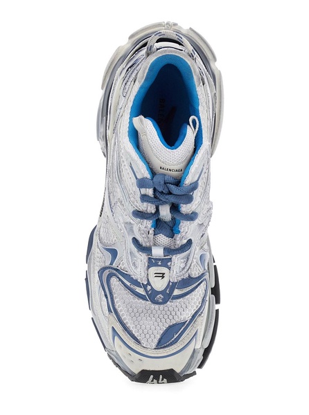 'Runner 2.0' Light Blue Low Top Sneakers with Runner Logo in Tech Fabric Man