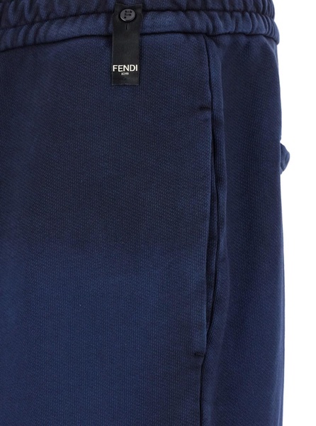 Blue Pants with High Elastic Waist in Cotton Man