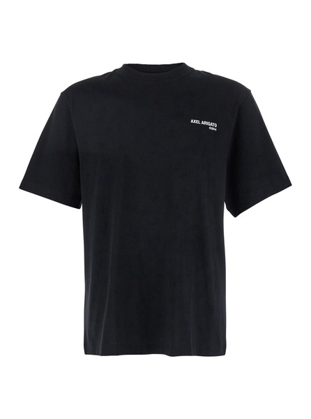 'Legacy' Black Crewneck T-Shirt with Logo Lettering on the Front in Cotton Man