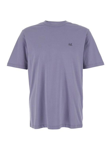 C.P. Company Violet T-Shirt With Logo Printed On The Front In Cotton Man