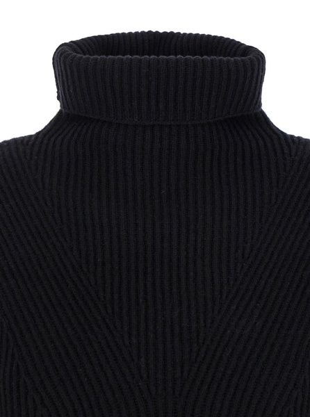 'Golia' Black Turtleneck Sweater in Wool and Cashmere Woman