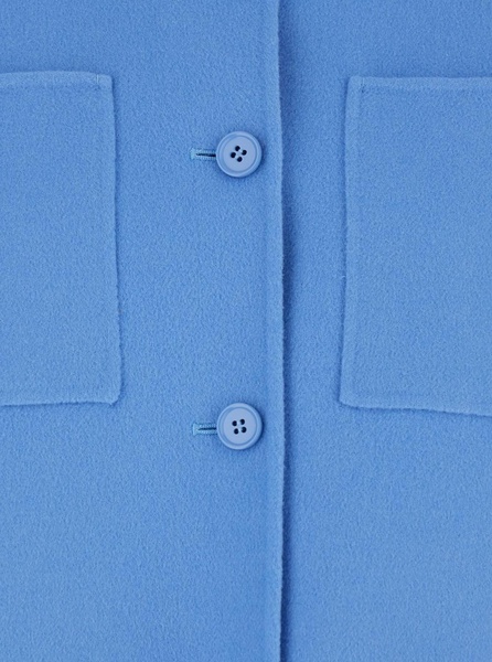 'Susanna' Blue Cropped Jacket with Korean Collar in Virgin Wool Woman