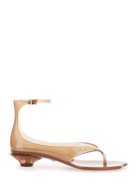 'Jelly' Brown Sandals with Logo Imprinted on the Side and Ankle Buckle Closure in Tpu Woman