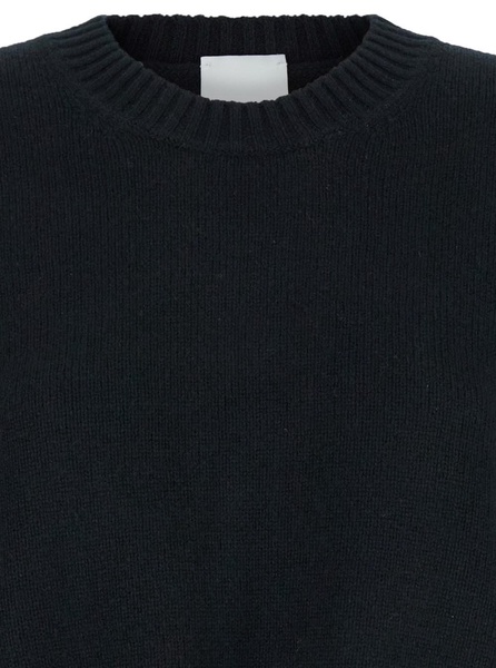 Black Crewneck Sweater with Dropped Shoulders in Cashmere Woman