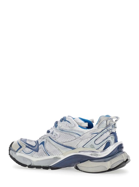 'Runner 2.0' Light Blue Low Top Sneakers with Runner Logo in Tech Fabric Man