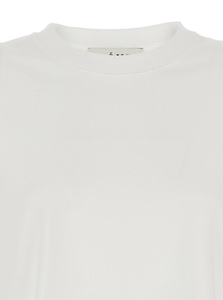White Crewneck  T-Shirt with Long Sleeve in Organic Cotton Woman