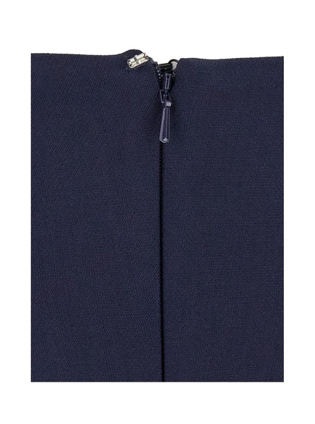 'Anemone' Blue Midi Dress with Bustier-style Neckline and Rear Slit in Wool Blend Stretch Woman