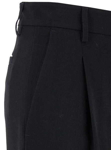 Black Straight Pants with Pences in Fabric Woman