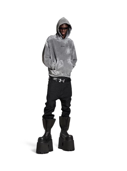 Balenciaga Grey Hoodie With Embroidered Logo On Front And Back In Fleece Man