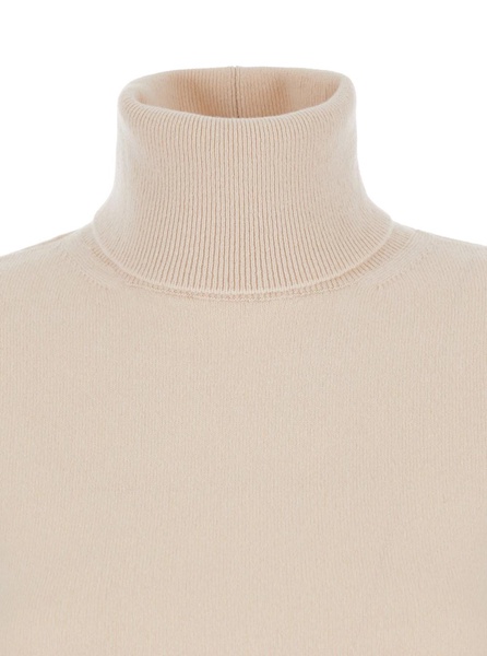 'Sestri' White Turtleneck Sweater in Wool and Cashmere Blend Woman