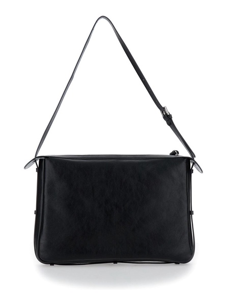 'Simply Fendi Large' Black Shoulder Bag with FF Detail in Leather Woman