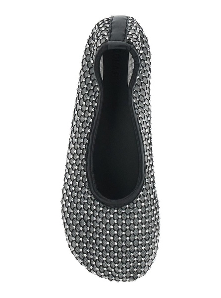 'Lorain' Black Ballerinas with Mesh Design and Beaded Decorations in Tech Fabric Woman