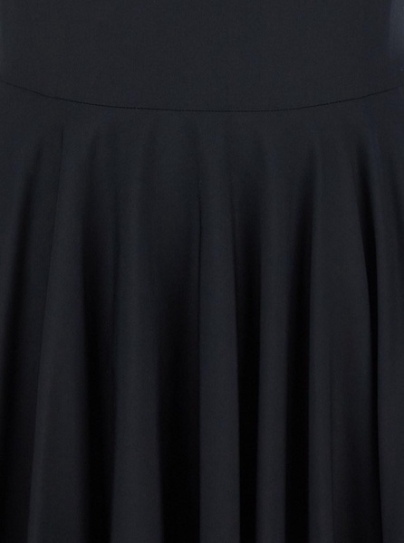 Black Long Sleeveless Dress with Draped Details in Cotton Woman