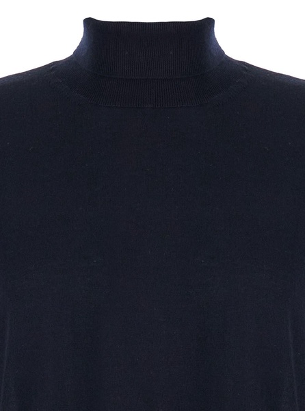 Blue High Neck Sweater in Wool Woman