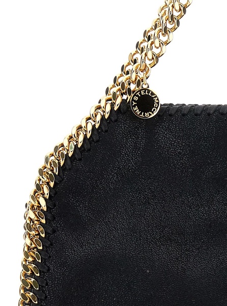 'Falabella Mini' Black Handbag with Handle and Chain Shoulder Strap in Eco Leather Woman