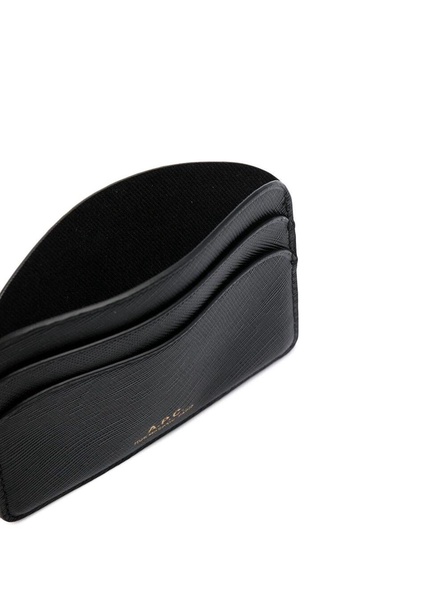 Woman's Demi Lune Black Hammered Leather Cardholder
