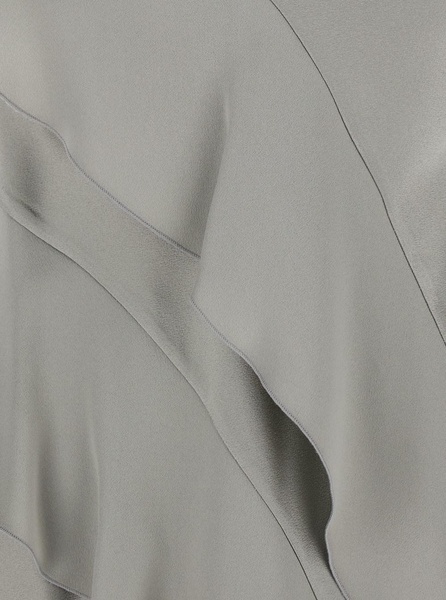 'Danimarca' Gray Top with Adjustable Spaghetti Straps and Front Asymmetric Ruffle in Satin Woman
