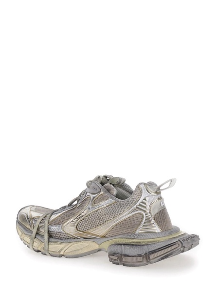 '3XL' Metallic Low Top Sneakers with Logo Detail in Tech Fabric Woman