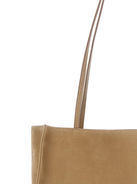 'To Go Large' Beige Tote Bag with Two Top Handles in Leather Woman