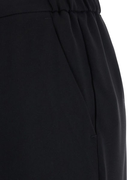 Black Pants with Elastic Rear Waist and Wide Leg in Tech Fabric Woman