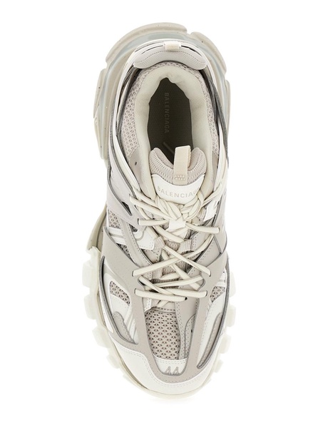 'Track' Beige Low Top Sneakers with Logo Detail in Mesh and Nylon Man