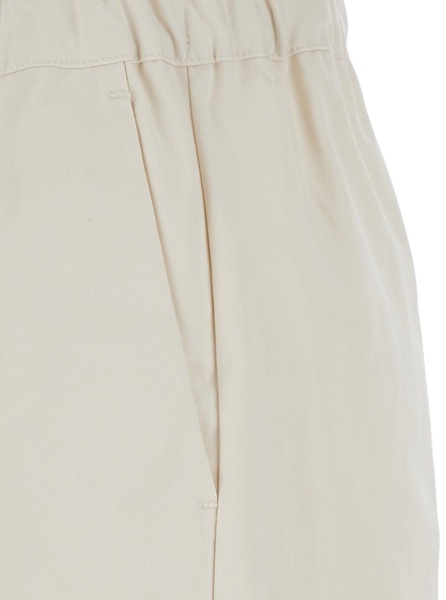 'Buddy' White Pants with Drawstring Waist in Cotton Women