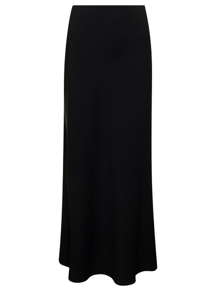 Black 'Midi' Skirt with Volant Detail at the End in Satin Woman
