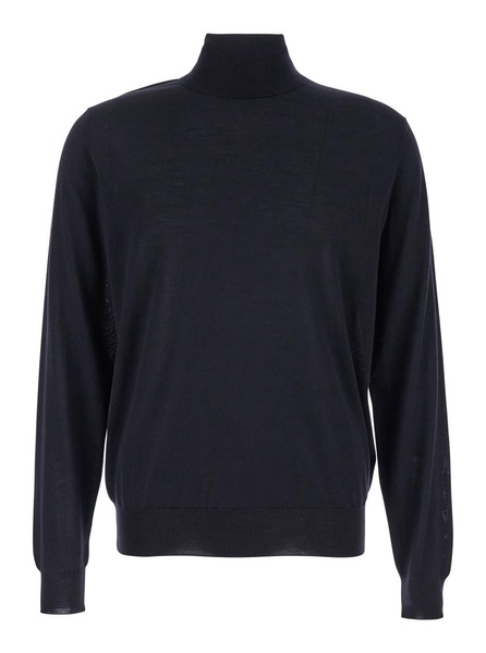 Blue Turtleneck with Long Sleeves in Wool Man