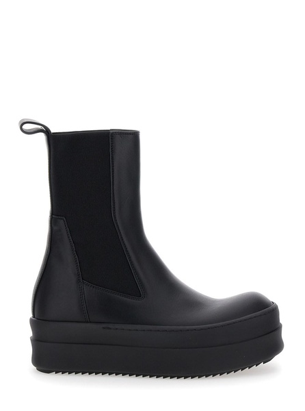 'Mega Bumper' Black Boots with Chunky Sole in Leather Woman