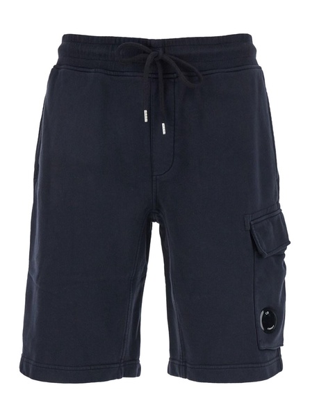 C.P. Company Blue Shorts With Lens Motif On The Leg In Cotton Man