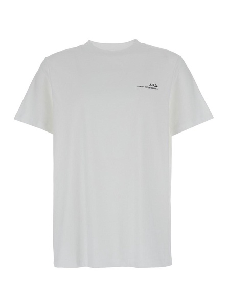 'Item 001' White T-Shirt with Logo Print in Cotton Man