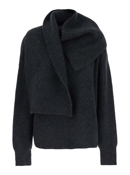 Black Draped Sweater in Polyamid Blend Woman
