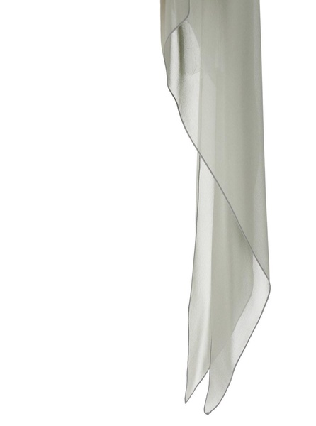 'Melone' Green Top with Boat Neckline and Asymmetric Design in Silk Woman