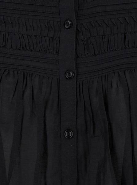 'Plalia' Black Shirt with Pleated Details in Cotton Woman