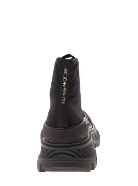 'Tread Slick' Black High Top Sneakers with Oversized Platform in Cotton Woman