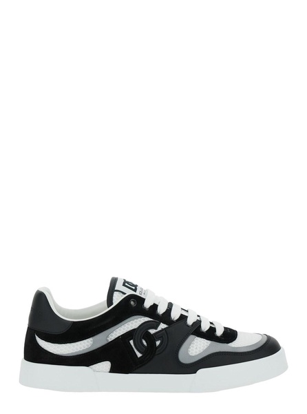 'Portofino' Black and White Sneakers with Logo Patch on the Tongue and Logo Detail on the Side in Leather Blend Man