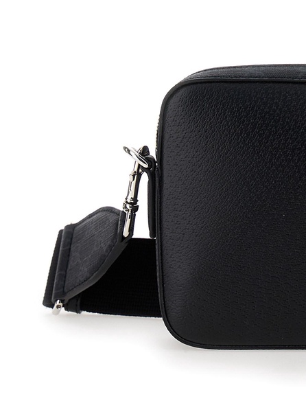 'Small GG' Black Crossbody Bag with Logo Tag in Leather Man