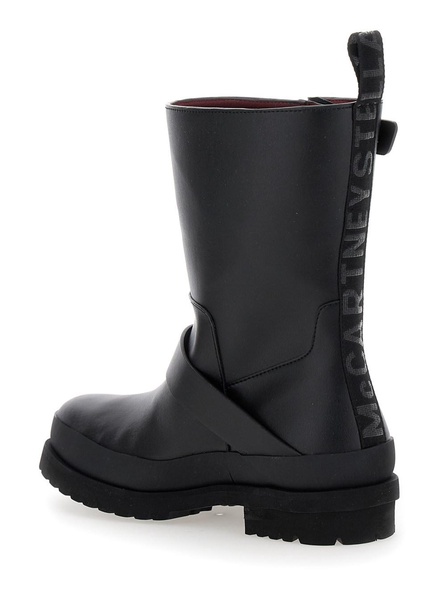 'Trace' Black Ankle Boots with Buckle in Tech Fabric Woman