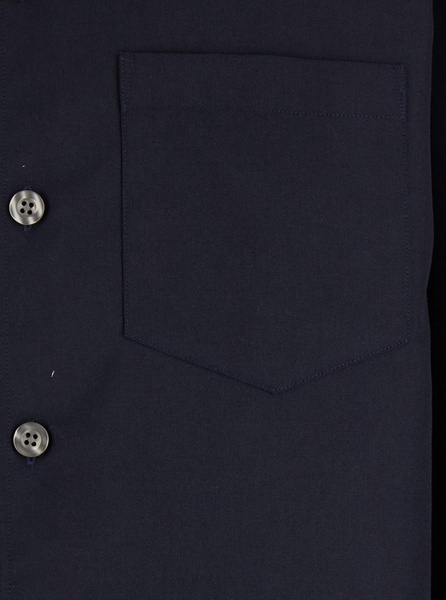 Blue Shirt with Classic Collar in Virgin Wool Blend Man