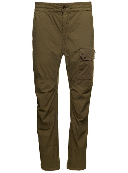 Green Pants with Elastic Waist in Tech Fabric Man