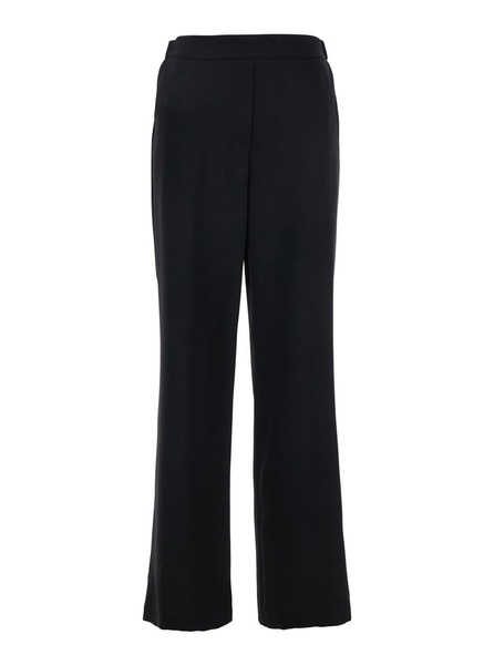 Black Pants with Elastic Rear Waist and Wide Leg in Tech Fabric Woman