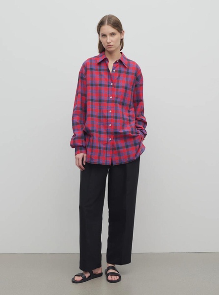 'Lilas' Black Pants with Belt Loops and Pences in Wool and Linen Blend Woman