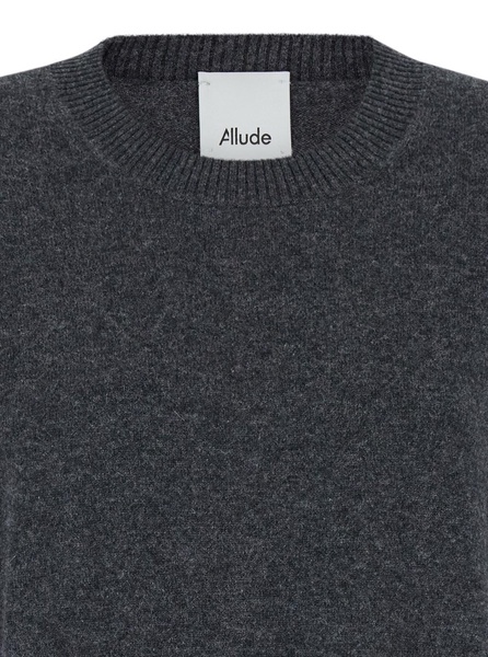 Grey Crewneck Sweater with Dropped Shoulders in Cashmere Woman