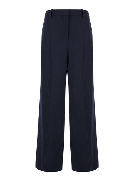 'Encore' Blue Pants with Front and Rear Pences in Wool Woman