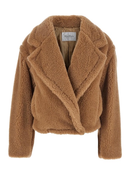 'Gardone' Beige Jacket with Wide Notched Revers in Wool and Silk Woman