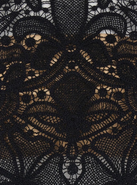 Black Crop Top with Floral Design in Viscose Blend Woman