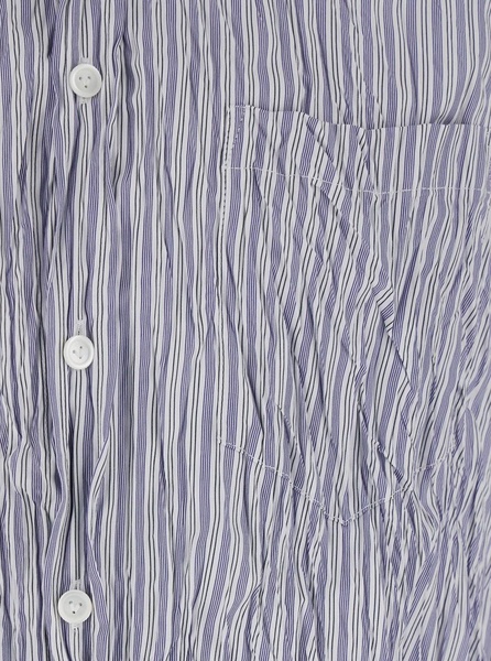 Light Blue Shirt with All-Over Striped Motif and Crinkled Effect in Cotton Man