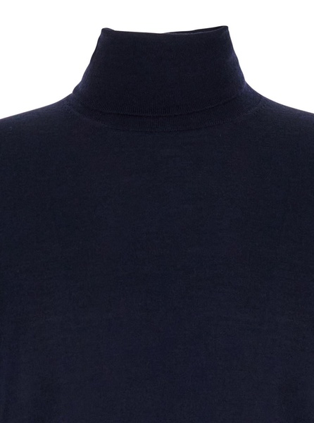 Blue Turtleneck Sweater in Merino Wool and Silk Blend Man
